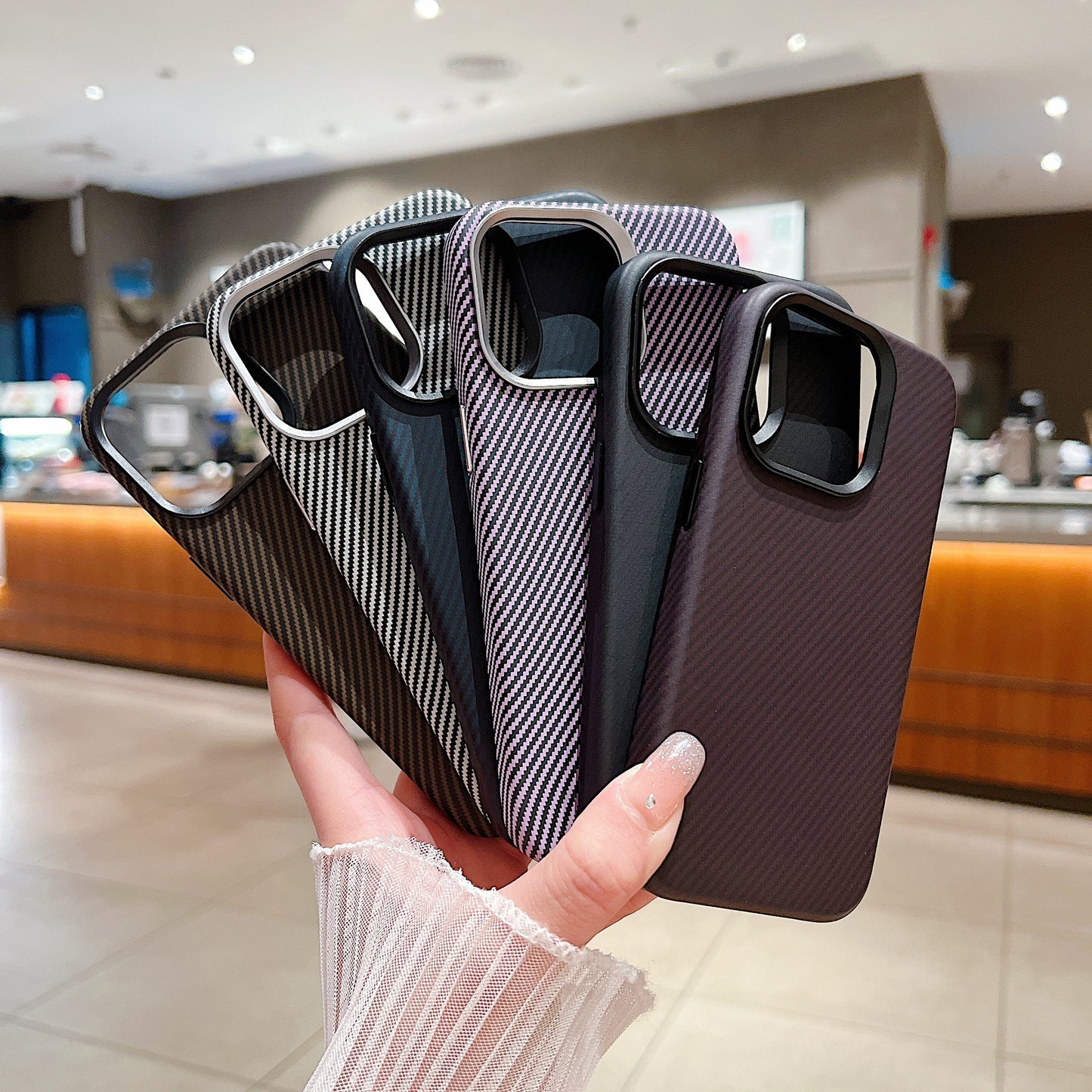 Carbon Fiber Grain Magnetic Leather iPhone Case