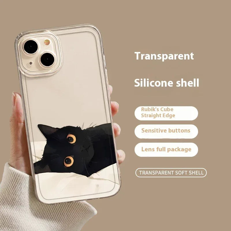 Black Cat High Sense Couple iPhone Case - Viexta