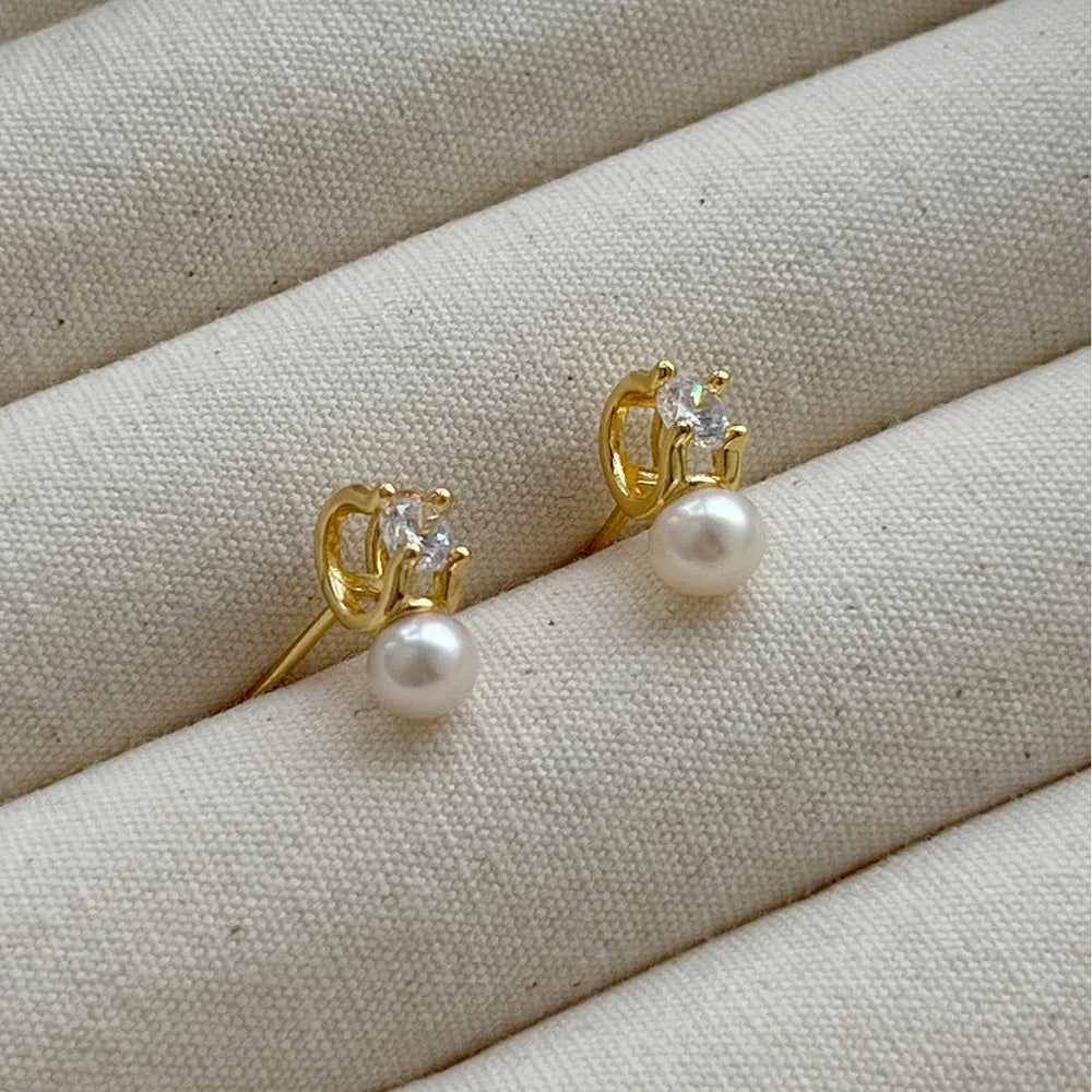 Shell Pearls Sterling Silver Ear Clip - Viexta