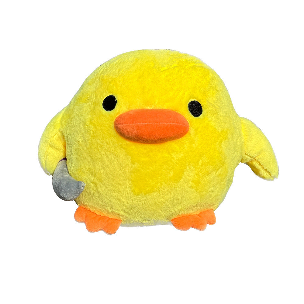 Cute Knife-holding Small Yellow Duck Plush Stuffed Doll Pillow