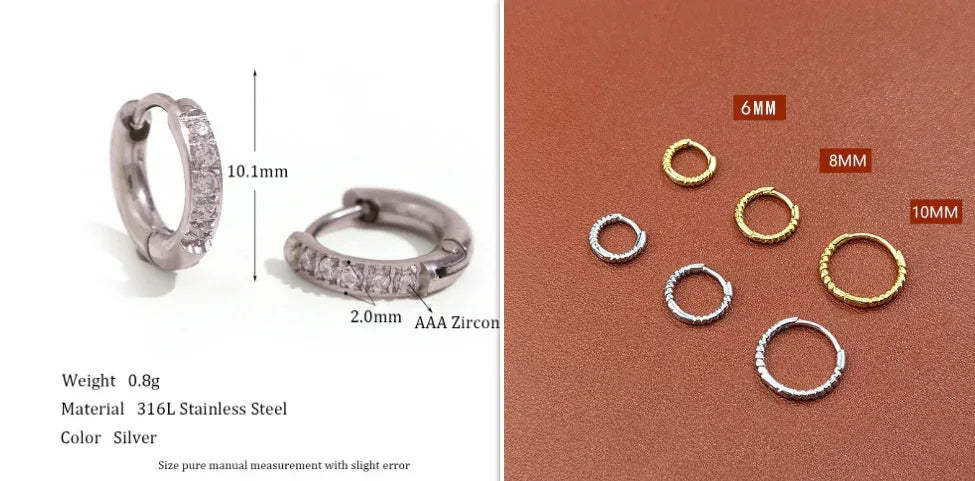 Rounded Edge Zircon Earrings - Viexta