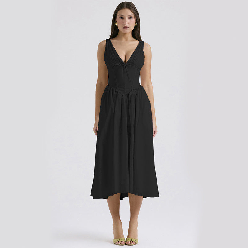 V-neck A-line Dresses With Pockets