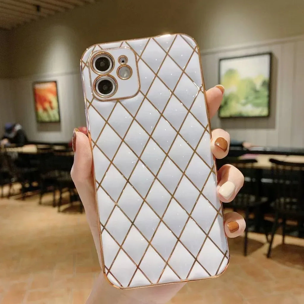 electroplated-diamond-pattern-iphone-case - Viexta
