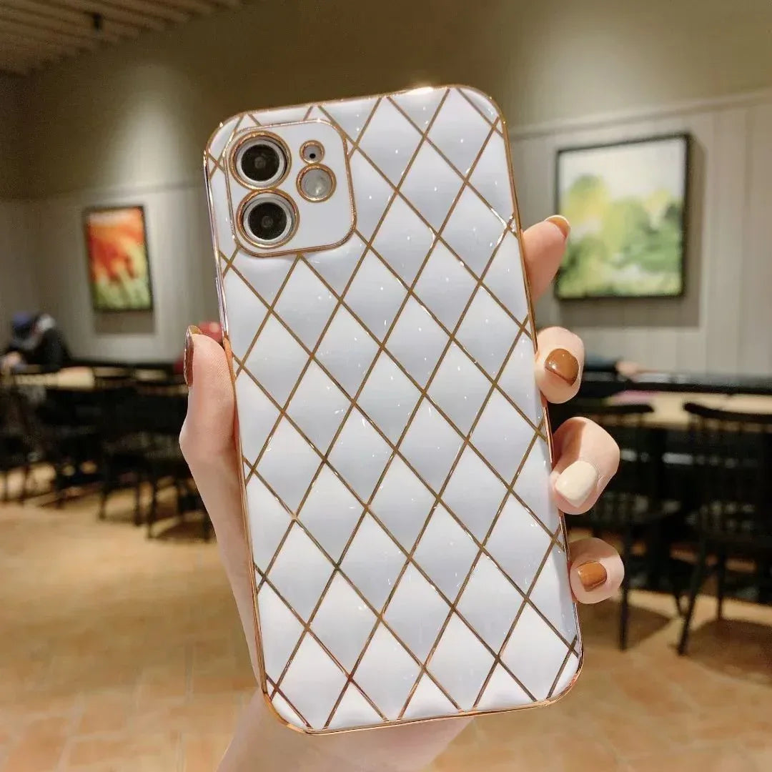 electroplated-diamond-pattern-iphone-case - Viexta