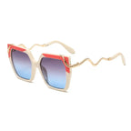 Retro Square Snake Pattern Temple Sunglasses - Viexta