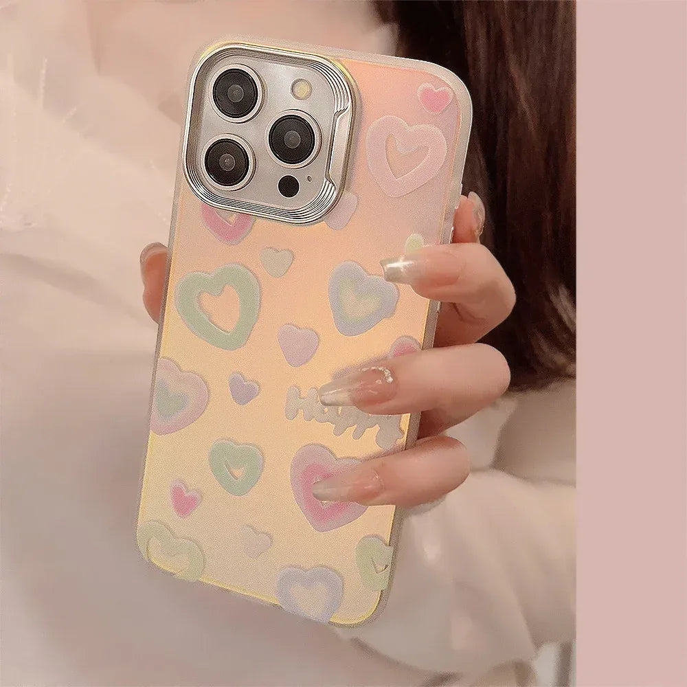 Laser Loving Heart Bracket Silicone iPhone Case - Viexta