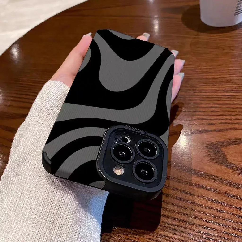 Dark Zebra Pattern Drop-resistant Silicone iPhone Case - Viexta