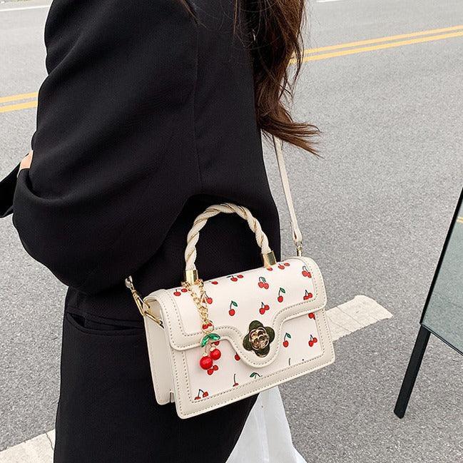 Cute Cherry Twist Portable Small Square Bag - Viexta