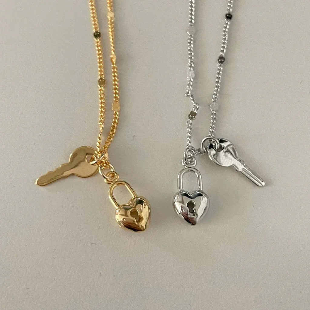 titanium-steel-love-pendant-key-lock-multi-layer-necklace - Viexta