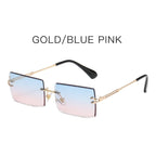 Fashion Frameless Trimmed Square Gradient Sunglasses