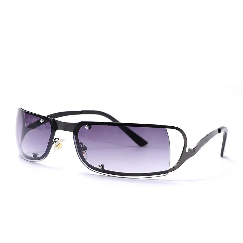 Frameless Trimming Oval Street Sunglasses - Viexta