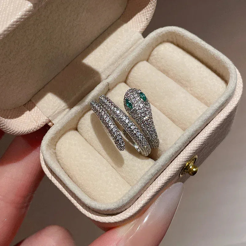 Real Gold Zircon Snakes Ring - Viexta