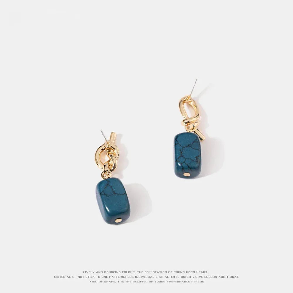 Synthetic Stone Silver Pin Eardrops - Viexta