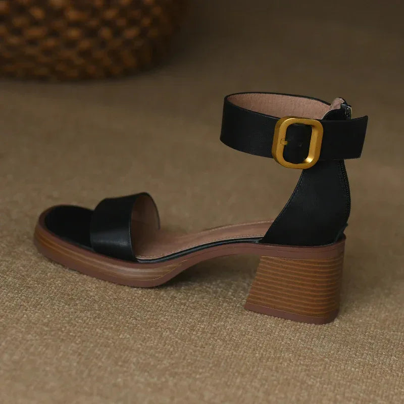 British Retro Strap Chunky Heel - Viexta