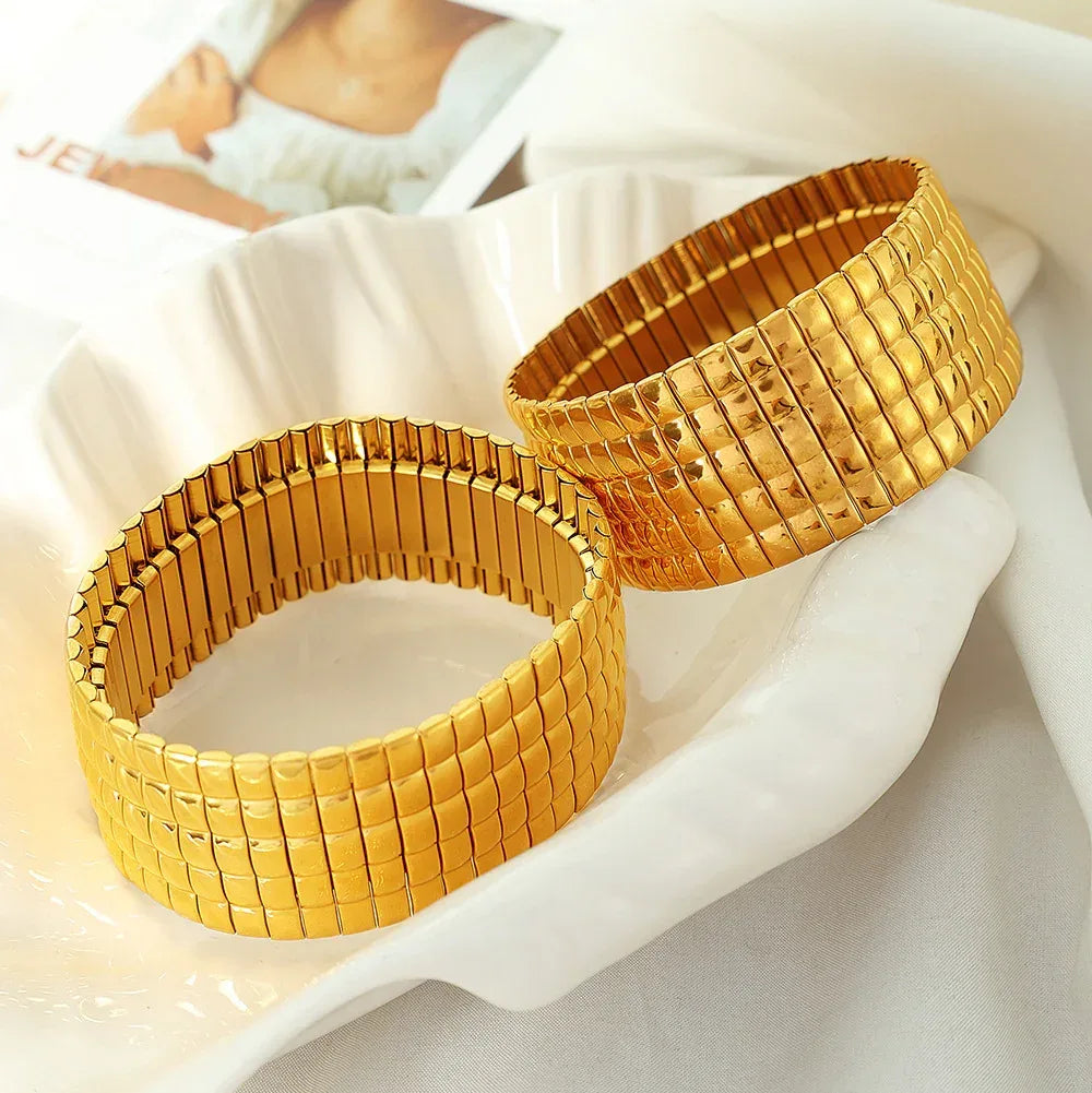 Stainless Steel Stretch Strap Retro Metal Bracelet - Viexta