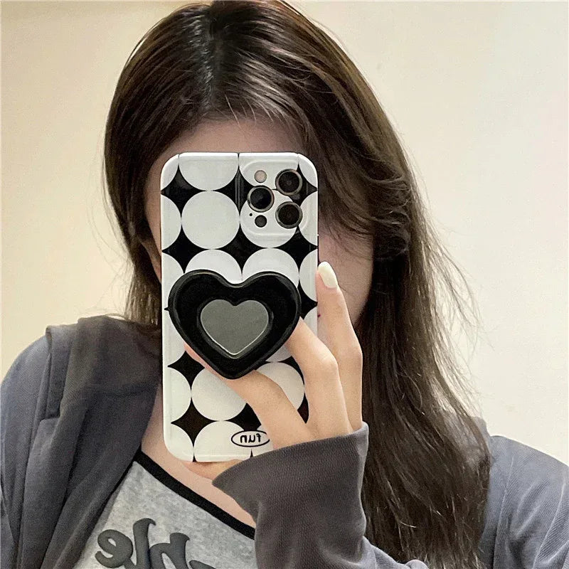 Black And White Diamond Round iPhone Case - Viexta