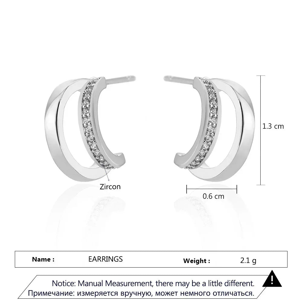 Hexagon Zircon-embedded Earrings - Viexta