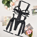 hollow-out-dew-lace-up-push-up-lingerie-four-piece-set - Viexta