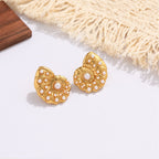 Niche Diamond-encrusted Drop Earrings In Titanium Steel