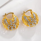 Two-color Pocket Carved Earrings - Viexta