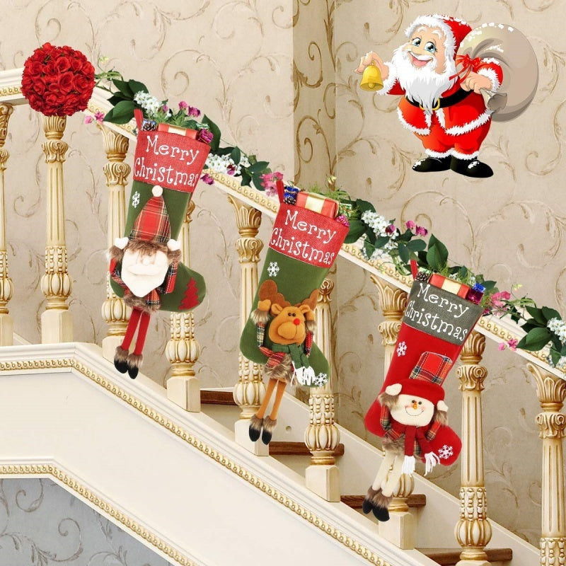 New Year Xmas Big Stockings Set Decorations