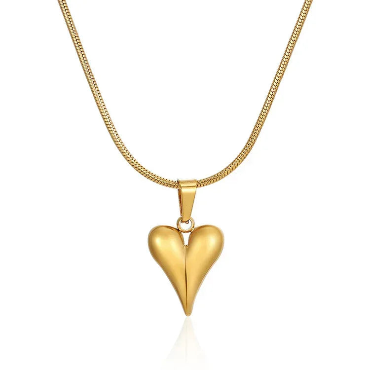 Heart-shaped Stainless Steel Studs and Necklace - Viexta