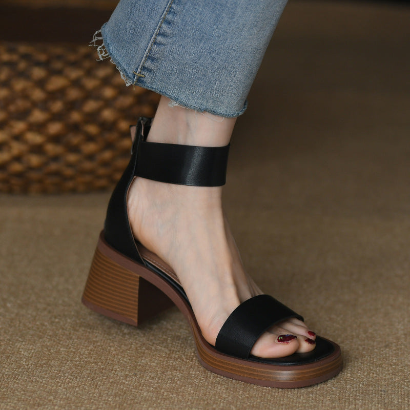 British Retro Strap Chunky Heel