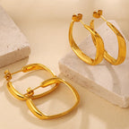 Minimalist Irregular Twisted Gold Hoop Earring