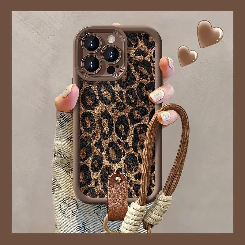 leopard-print-lanyard-iphone-case - Viexta