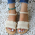 Hemp Rope Grass Woven Bow Slippers - Viexta