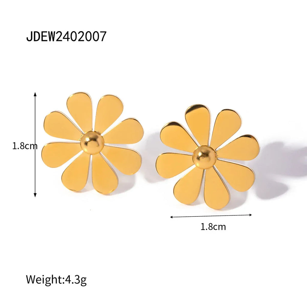 summer-18k-gold-stainless-steel-flower-earrings - Viexta