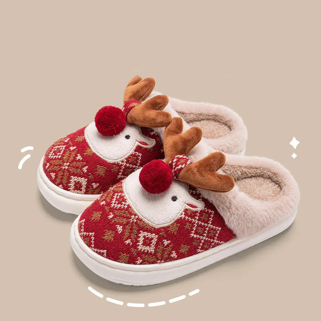 Christmas Elk Plush Slippers - Viexta