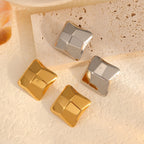 Embossed Cube Titanium Steel Earrings