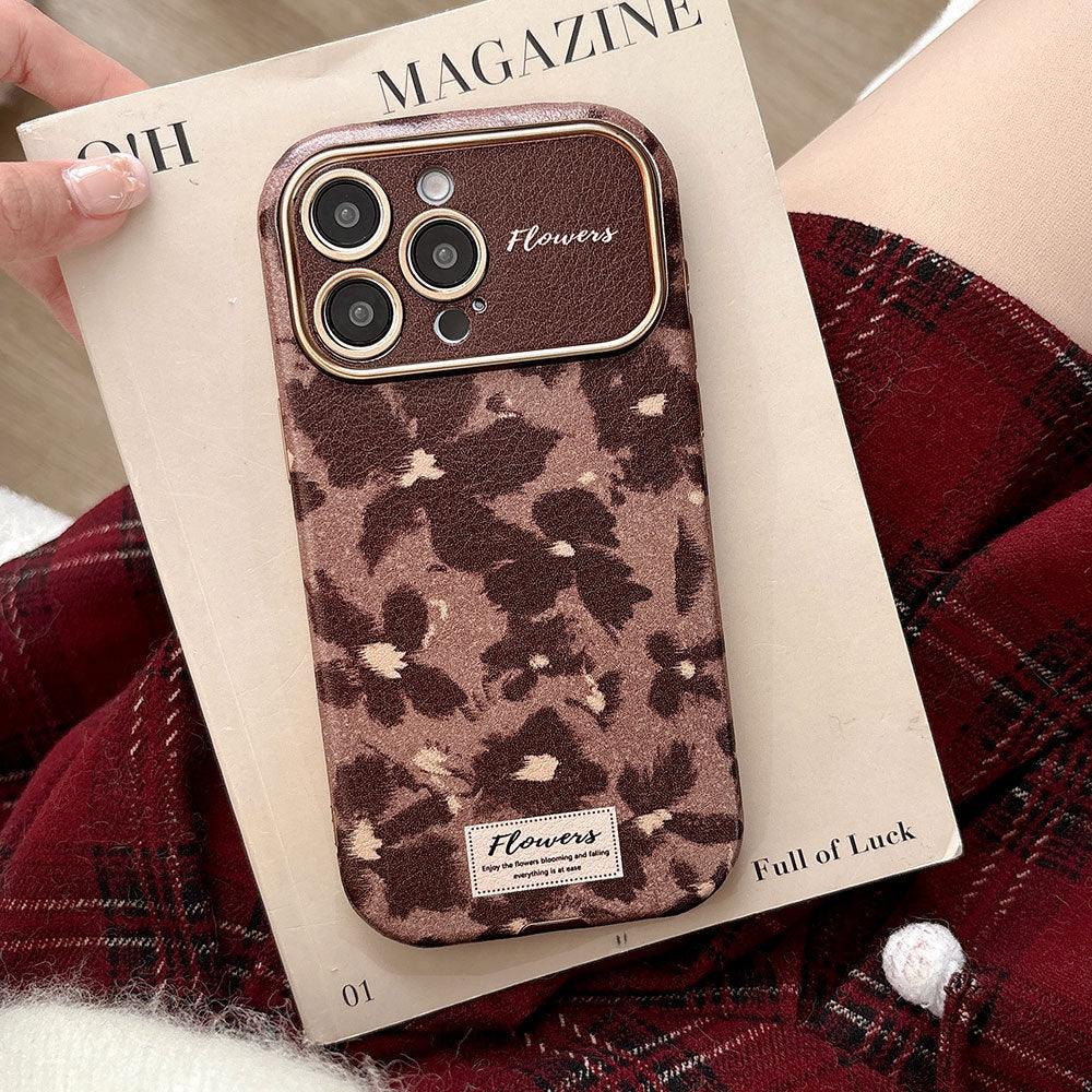 Brown And Floral Shatter-Resistant iPhone Case