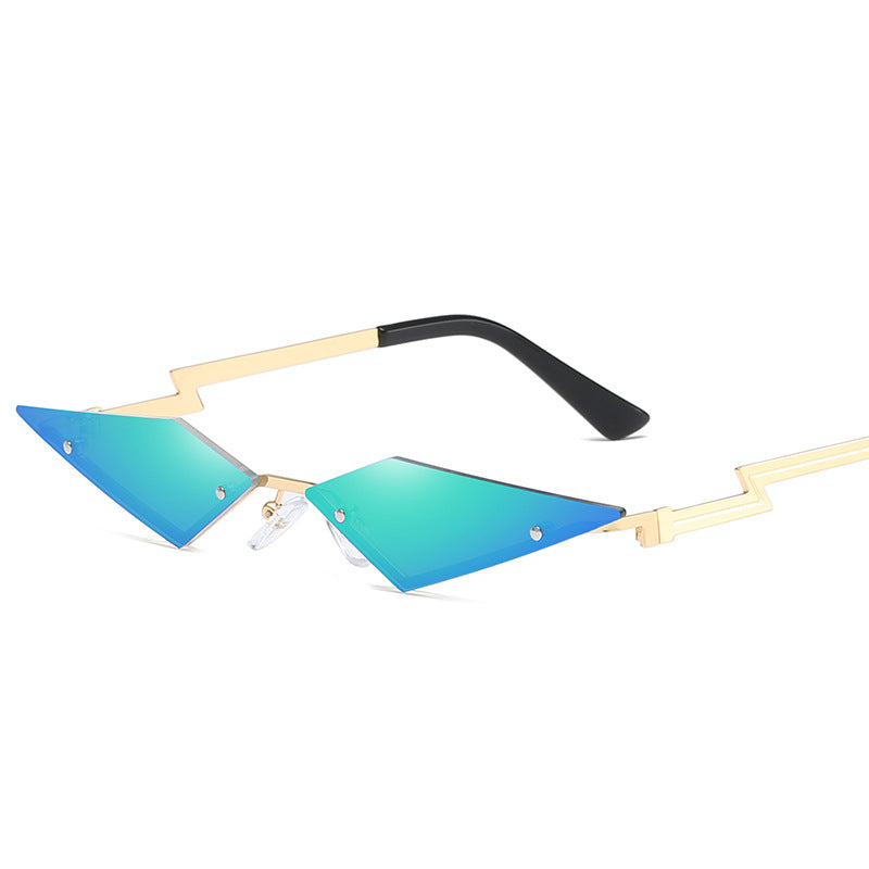 New Fashion Frameless Sunglasses Female Fashion Personality Color Film Street Shooting Sunglasses Metal Sunglasses