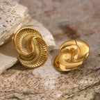 Stainless steel water droplet texture spiral earrings