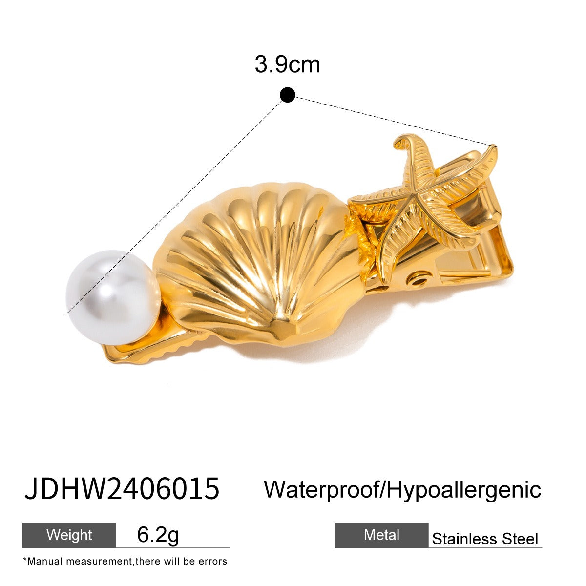 Stainless steel shell hair clip with bangs and metal hair accessories