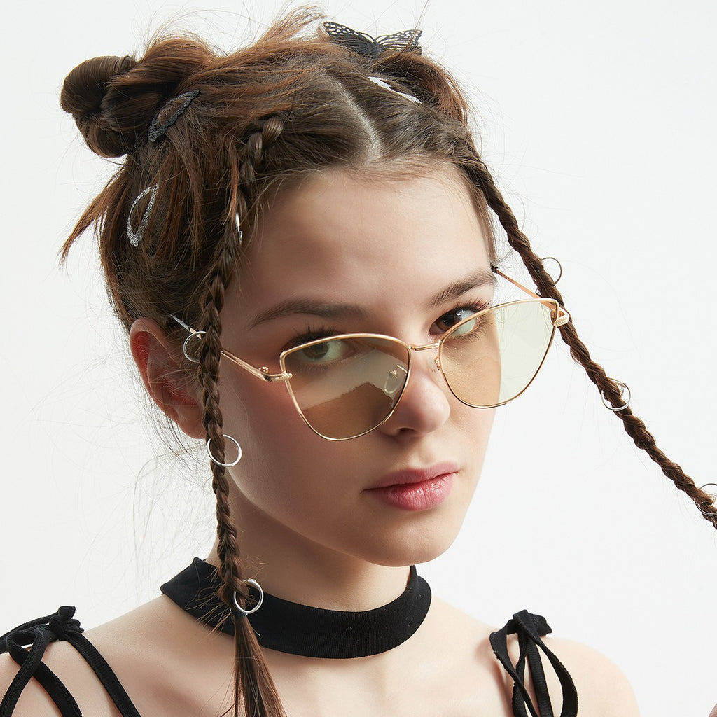 Irregular butterfly metal sunglasses for women