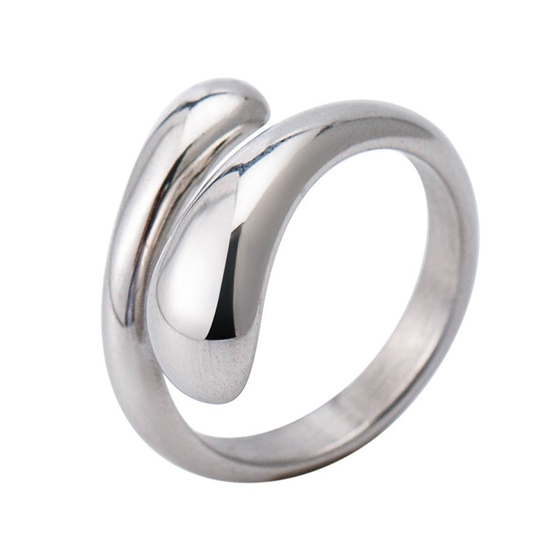Plain smooth titanium steel water drop opening ring