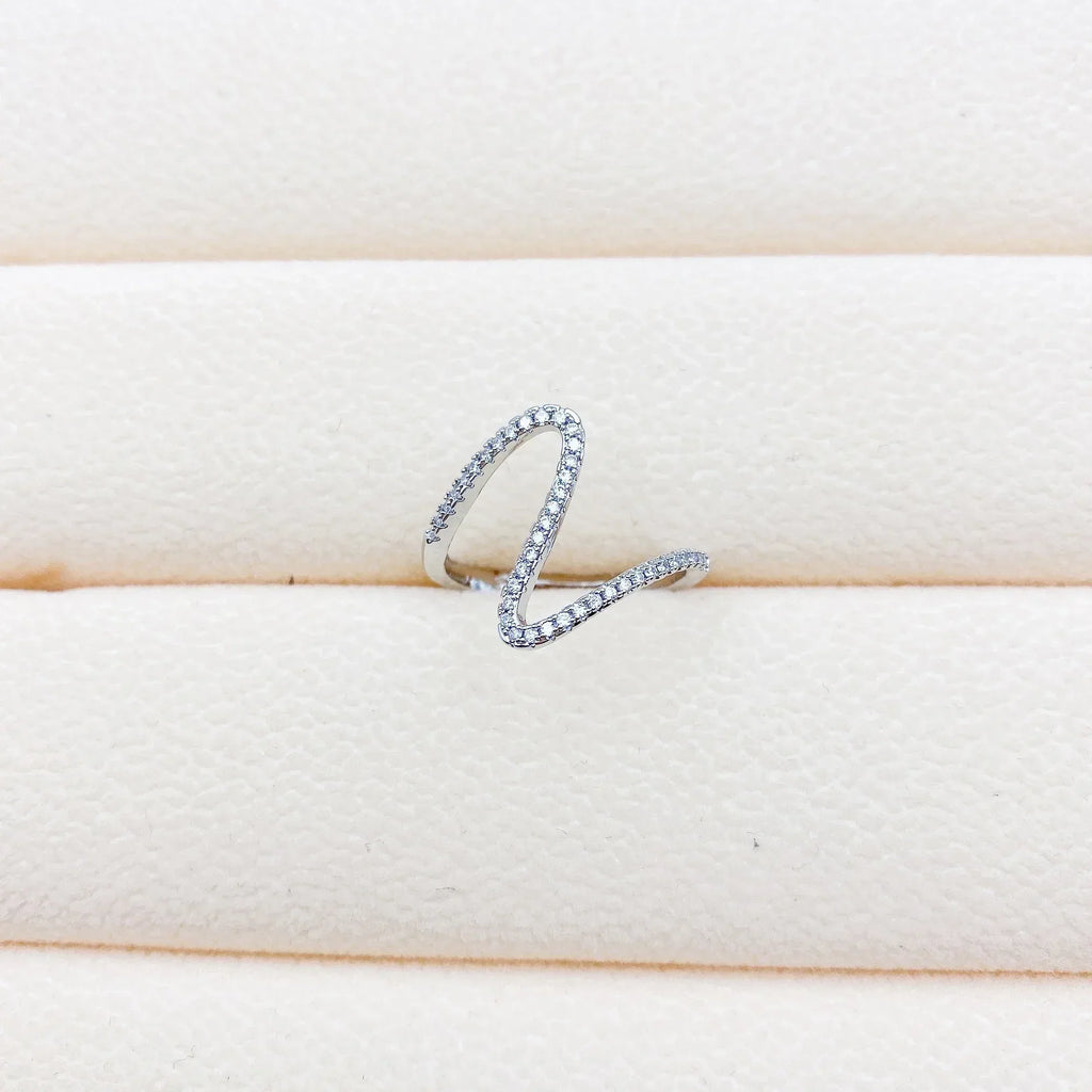 Micro Inlaid Zircon Geometric Ring - Viexta