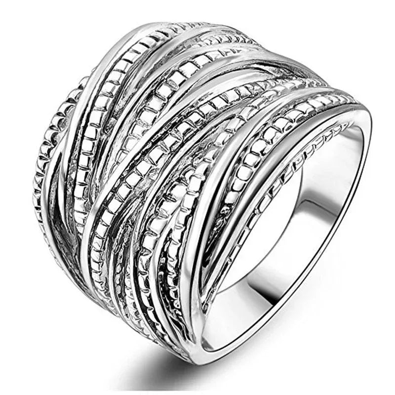 Retro Double Gold Texture rings - Viexta