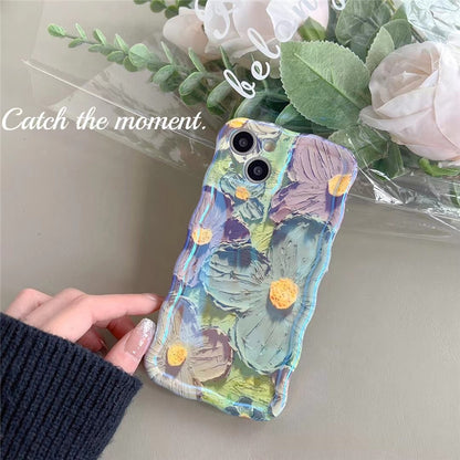 Retro Oil Painting  Blu-ray Flowers Case For Iphone