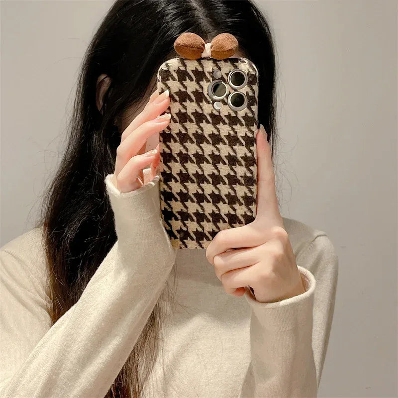 Thousand Bird Checker Woolen iPhone Case - Viexta