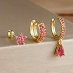 Pentagonal Flower Waterdrop Piercing Ear Bone Stud - Viexta