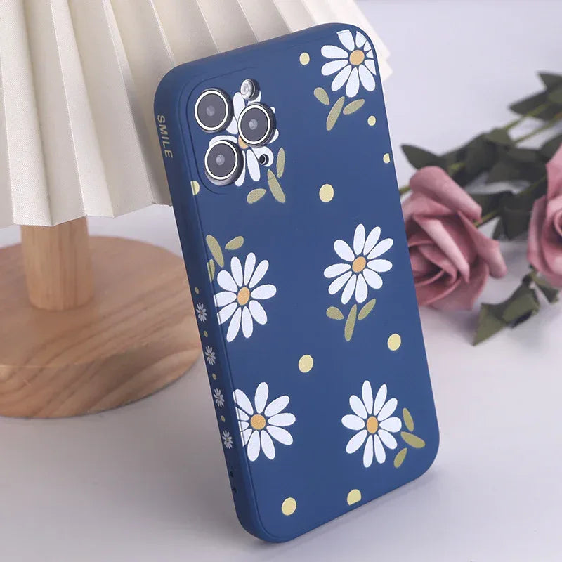 Printed Straight Edge Liquid Silicone iPhone Case - Viexta