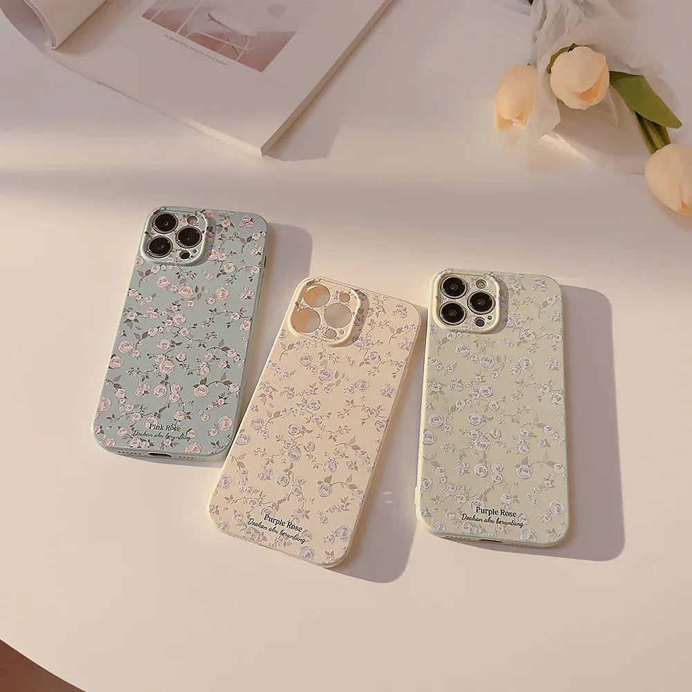 Korean Vintage Floral iPhone Case - Viexta