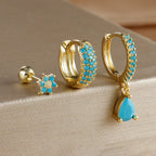 Pentagonal Flower Waterdrop Piercing Ear Bone Stud - Viexta