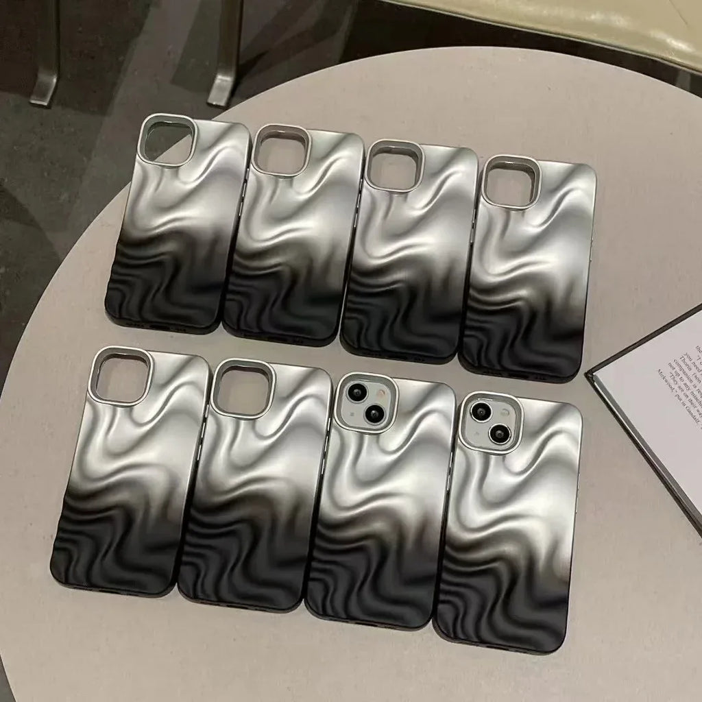 silver-black-water-ripple-three-dimensional-iphone-case - Viexta
