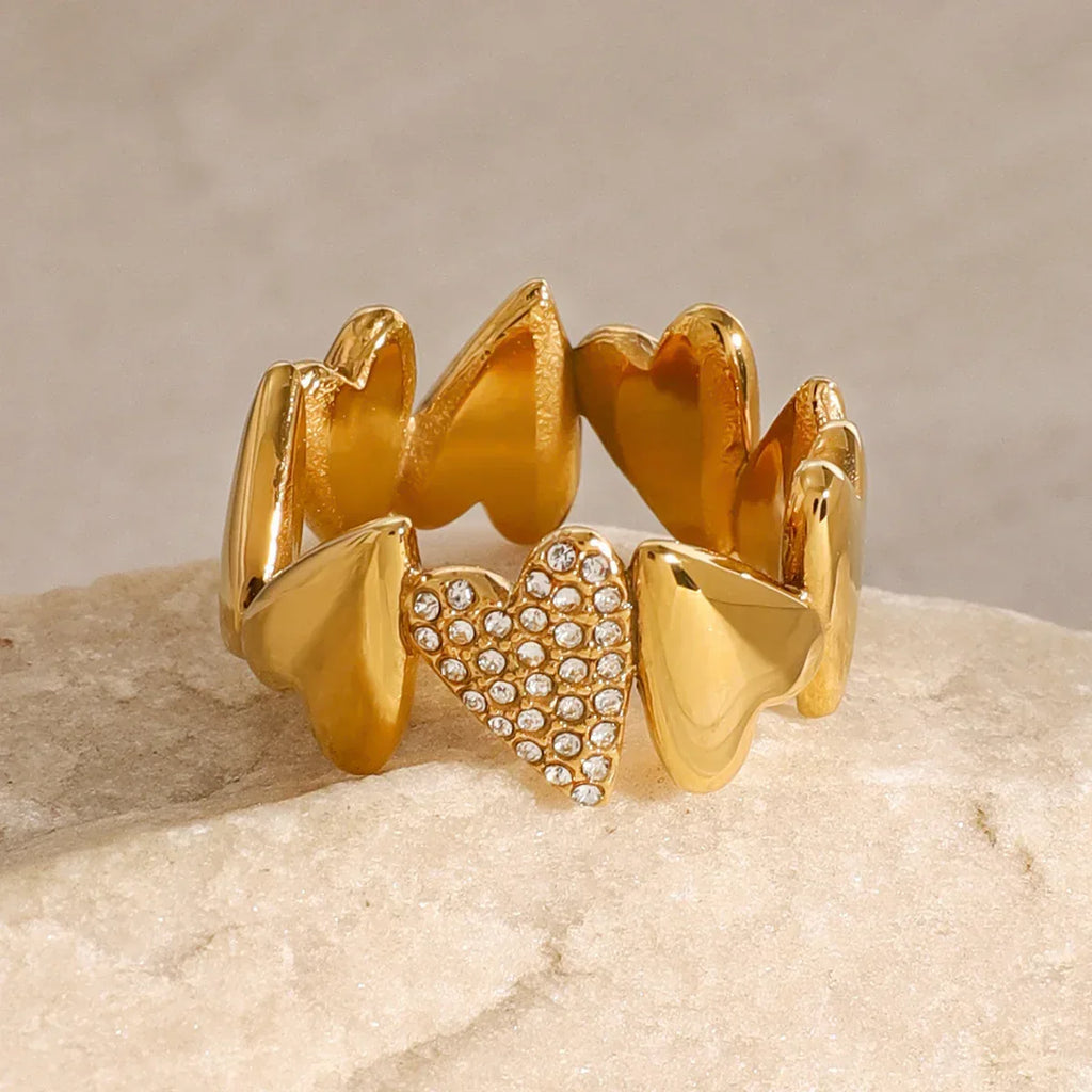 18k-gold-zircon-irregular-heart-ring - Viexta