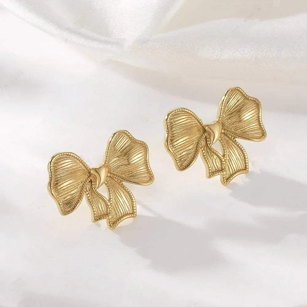 Titanium Steel Bow Earrings - Viexta